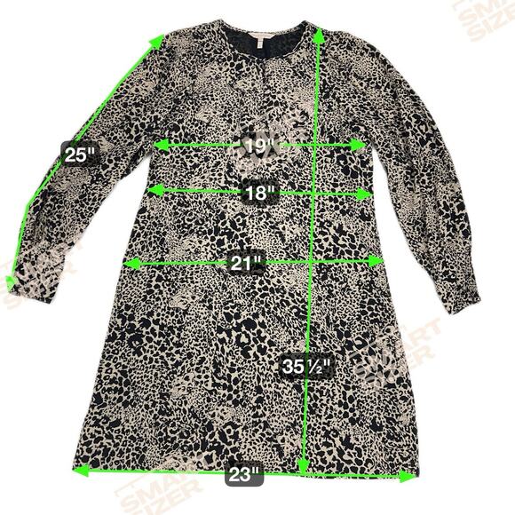 Rebecca Taylor Leopard 100% Silk A-Line Long Sleeve Button Up Shift Dress Size 8 - Picture 7 of 16